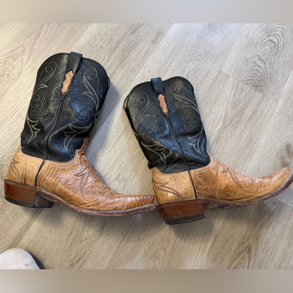 Lucchese Black and Tan 1883 Cowboy Boots - Picture 2 of 14